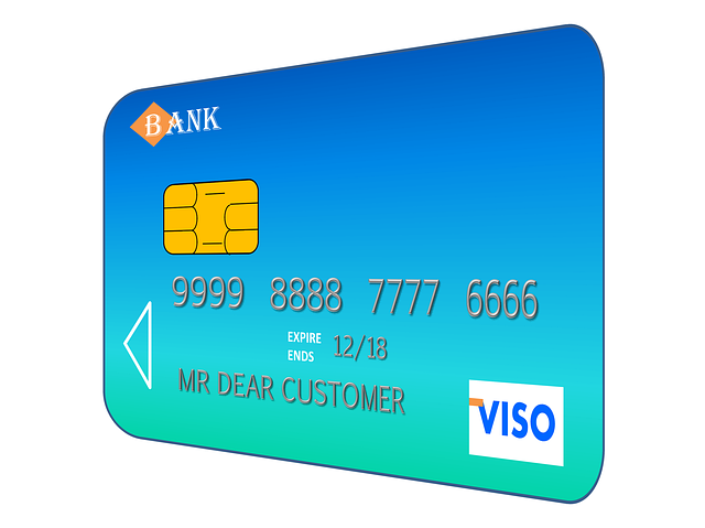 modrá kreditní karta
